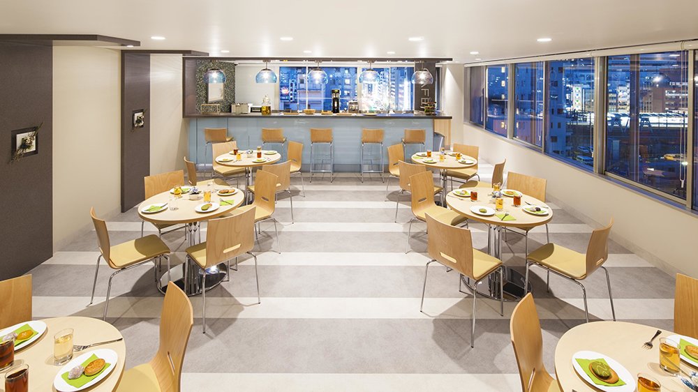 Skyline Cafe at the top of the Ideal Org of Tokyo